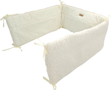 Bedomrander TEDDY Collectie – 180×30 cm – Teddy Crème & Ecru Katoen – Dubbelzijdig – Baby Bedbescherming