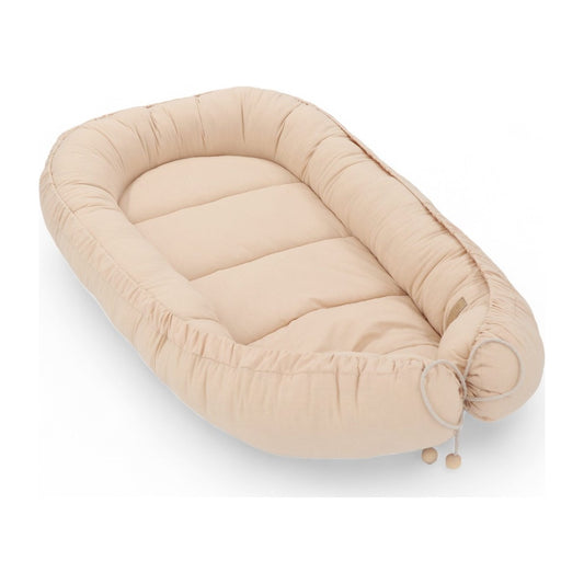 Soosie BOHO babynestje beige, 90x50 cm, katoen met strikkoorden