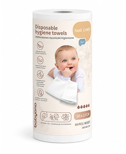 Rol met 60 wegwerp washandjes van Babyono