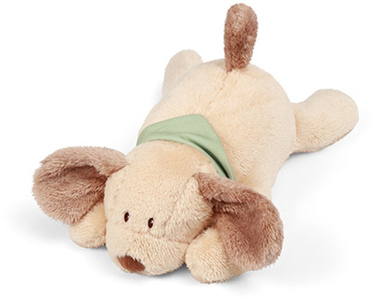 Beige pluche kersenpitknuffel in de vorm van een hondje