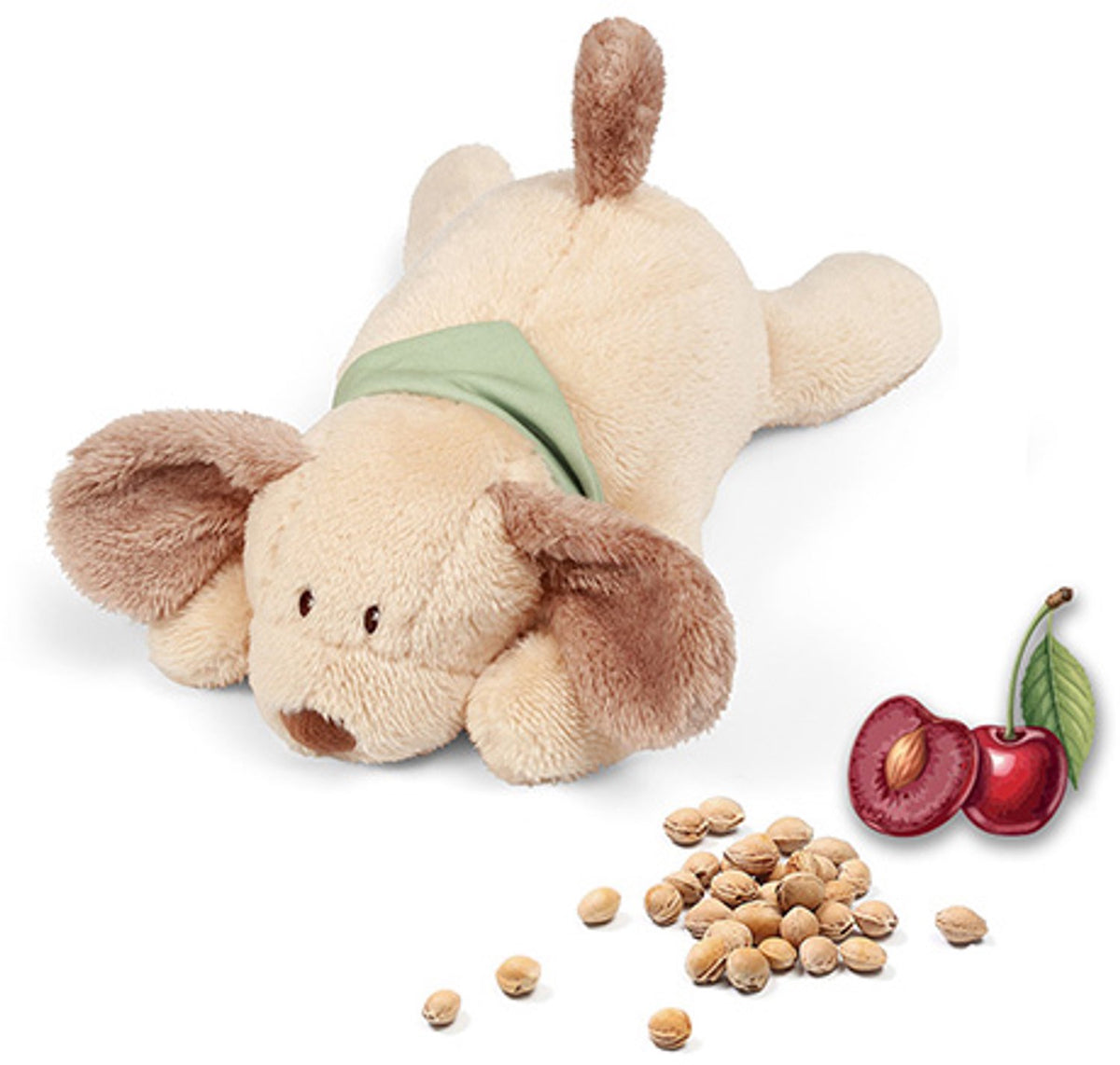 Kersenpitknuffel hond met kersen en kersenpitten