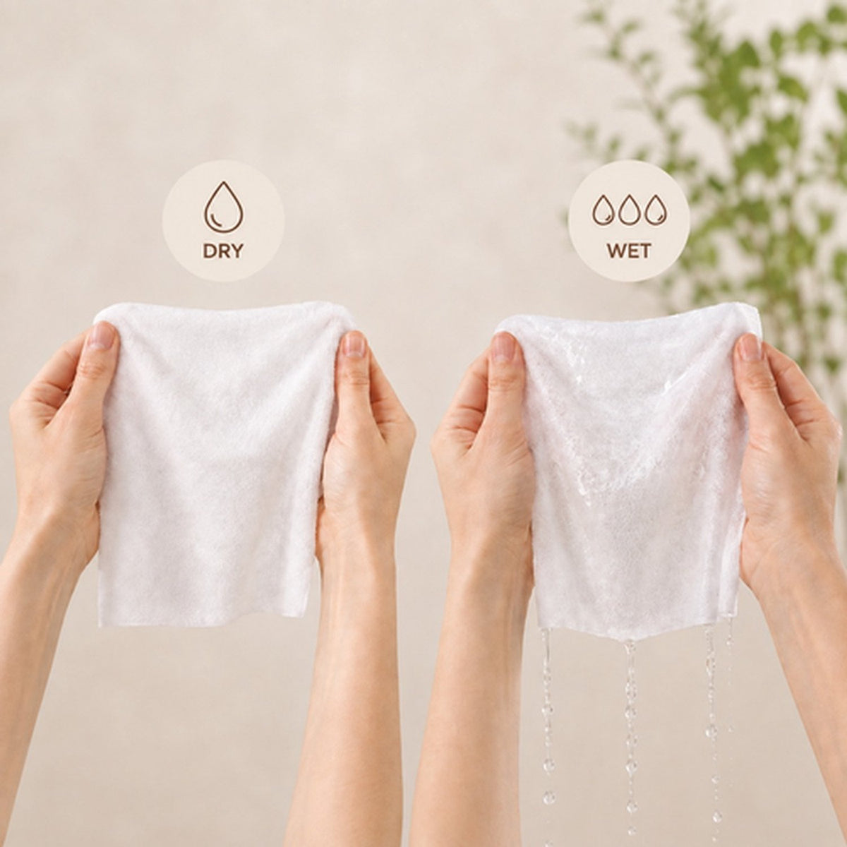Washandje droog en bevochtigd te gebruiken