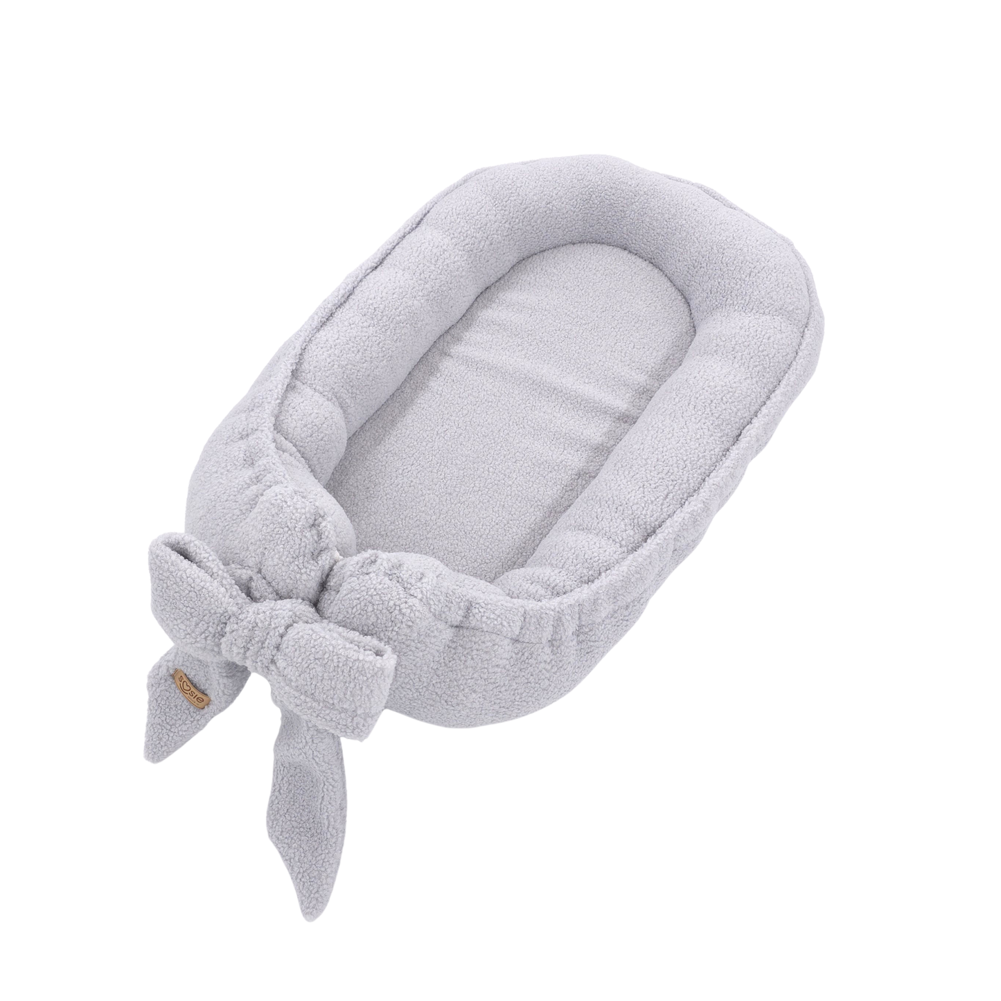 Soosie Teddy Bow babynestje met strik, grijs, detail