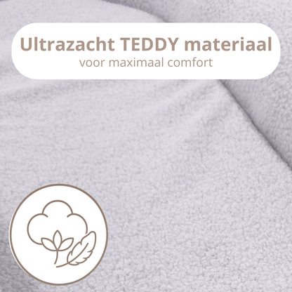 Teddy Bow Babynestje – Zacht Teddy Babynest met Uitneembaar Matras en Decoratieve Strik – Grijs