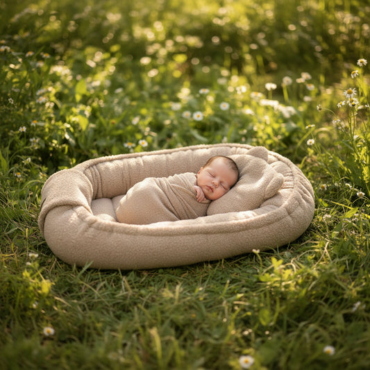 Soosie - Baby Nestje - Babynestje - Zacht en Veilig - Bruin Teddy Katoen