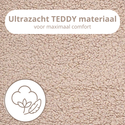 Teddy Bow Babynestje – Zacht Teddy Babynest met Uitneembaar Matras en Decoratieve Strik – Beige/Bruin