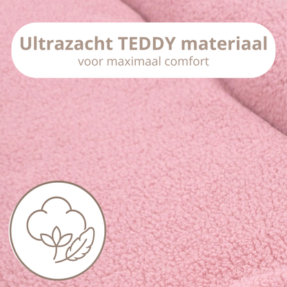 Teddy Bow Babynestje – Zacht Teddy Babynest met Uitneembaar Matras en Decoratieve Strik – Roze