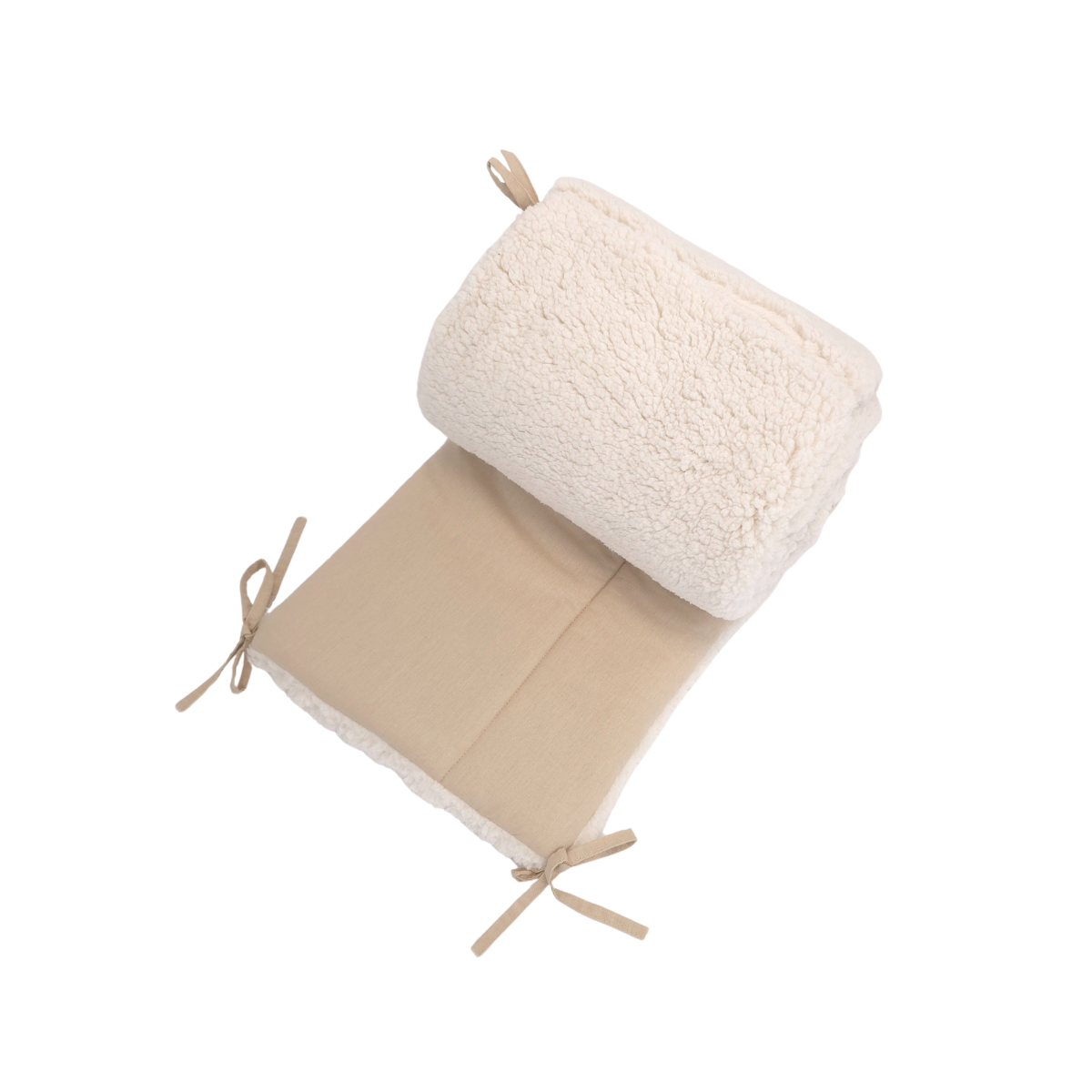 Soosie - Babynestje + Kussentje + Bedomrander — 3-delige set - Teddy Cream / Katoen Beige — Dubbelzijdig — 90×50 cm nest & 180×30 cm bumper — OEKO-TEX