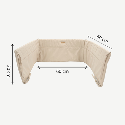 Bedomrander – CLASSIC Collectie – 180×30 cm – Ademend Katoen – Beige – Beschermende Bedbumper met Striklinten
