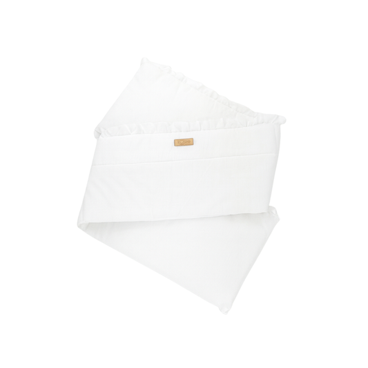 Bedomrander – FRILL Collectie – Wit – 180×32 cm – met sierlijke ruches – ademend katoen – met striklinten