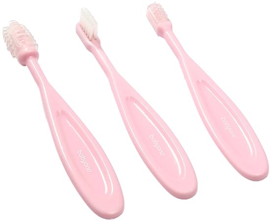 Roze tandenborstelset met drie borstels