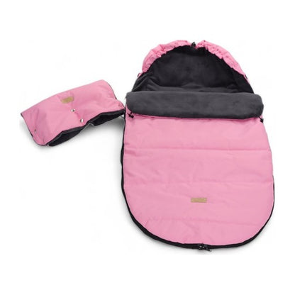 POLAR voetenzak voor kinderwagen in roze, 110 cm, met handwarmer
