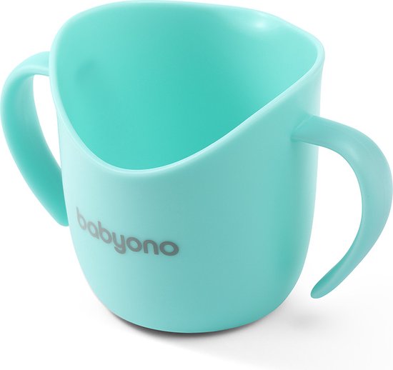 Turquoise oefenbeker met handgrepen