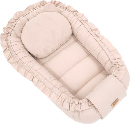 Soosie FRILL babynest set met kussen, beige, 90x50 cm