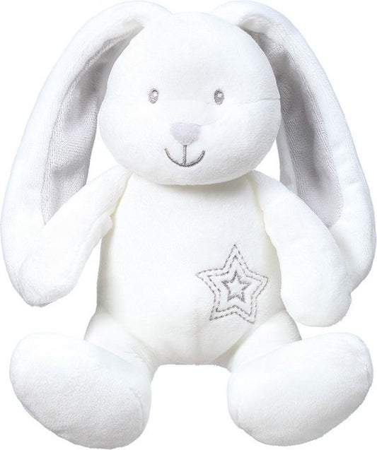 Witte knuffelhaas Jimmie met rammelaar