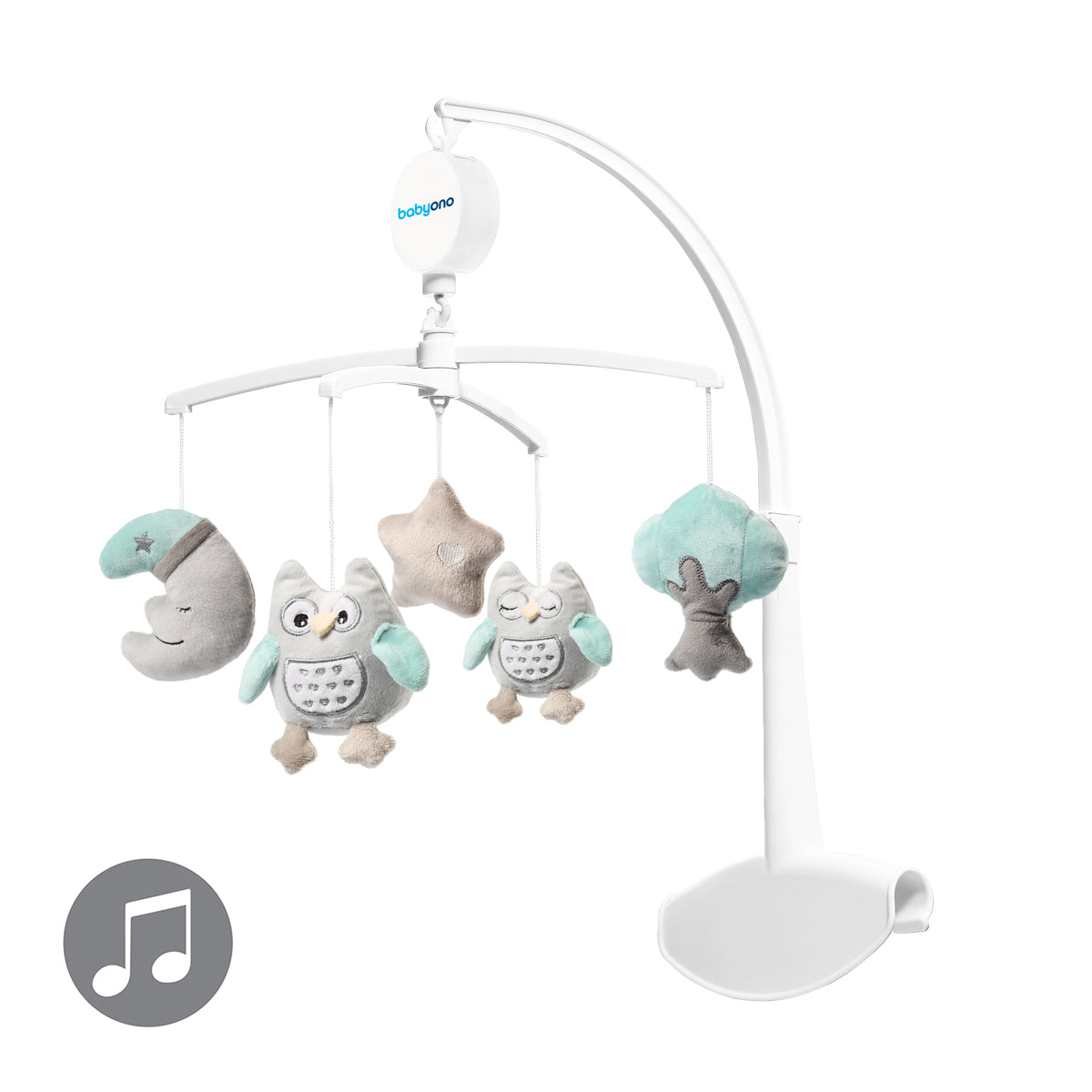 Muziekmobiel Uil Sofia van Babyono met opwindmechanisme
