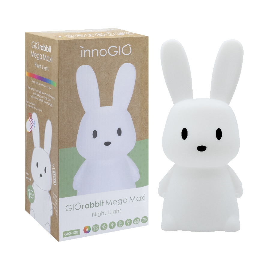 InnoGIO GIOrabbit Mega Maxi siliconen nachtlampje konijn 51 cm, 8 kleuren, oplaadbaar