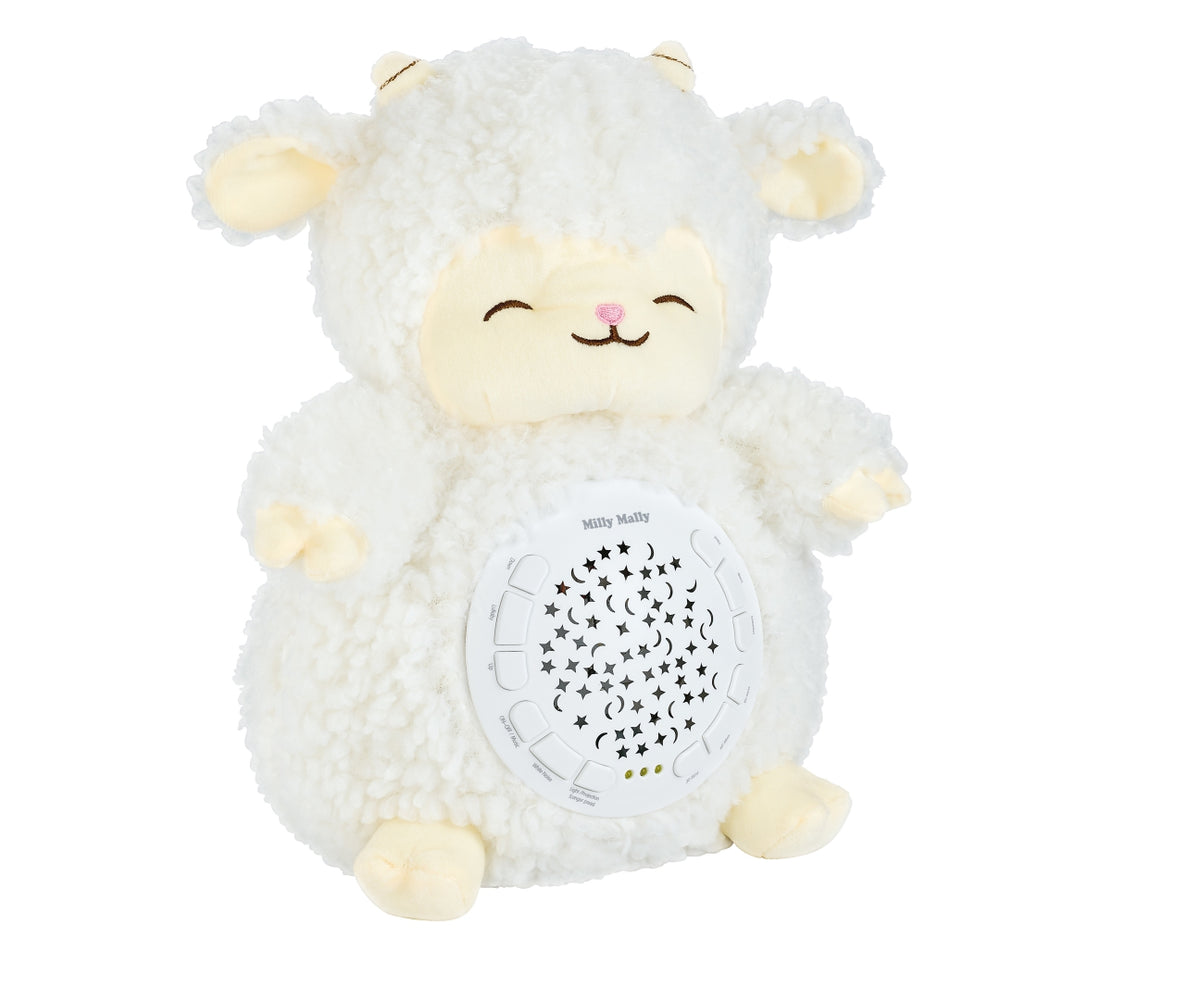 Milly Mally Milly Sheep knuffel met sterrenprojector, 10 slaapliedjes en white noise