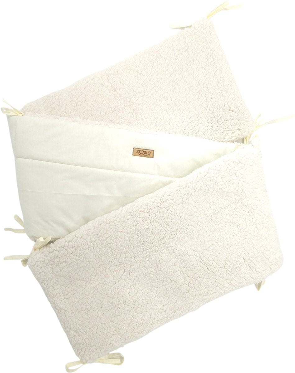 Bedomrander TEDDY Collectie – 180×30 cm – Teddy Crème & Ecru Katoen – Dubbelzijdig – Baby Bedbescherming