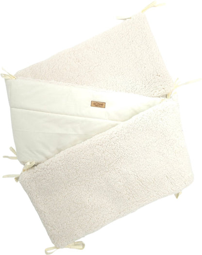 Bedomrander TEDDY Collectie – 180×30 cm – Teddy Crème & Ecru Katoen – Dubbelzijdig – Baby Bedbescherming