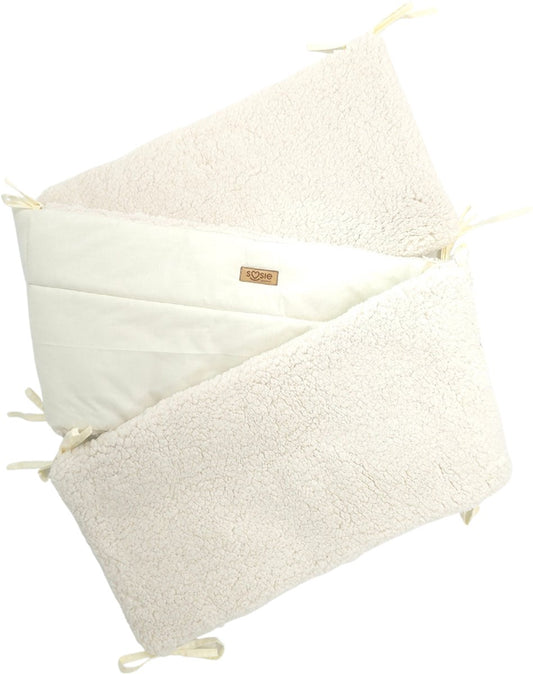Bedomrander TEDDY Collectie – 180×30 cm – Teddy Crème & Ecru Katoen – Dubbelzijdig – Baby Bedbescherming