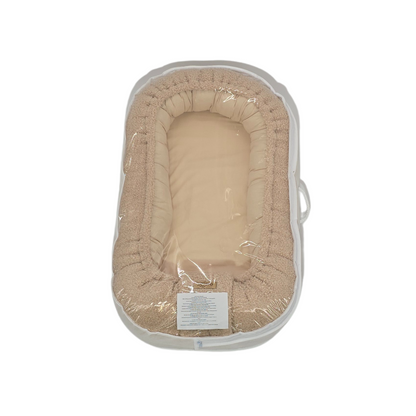 Soosie - Babynestje - Teddy Bounce Beige + Katoen - 80×46 cm - OEKO-Tex - Uitneembaar matrasje