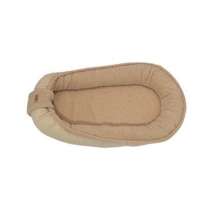 Soosie - Babynestje - Teddy Bounce Beige + Katoen - 80×46 cm - OEKO-Tex - Uitneembaar matrasje