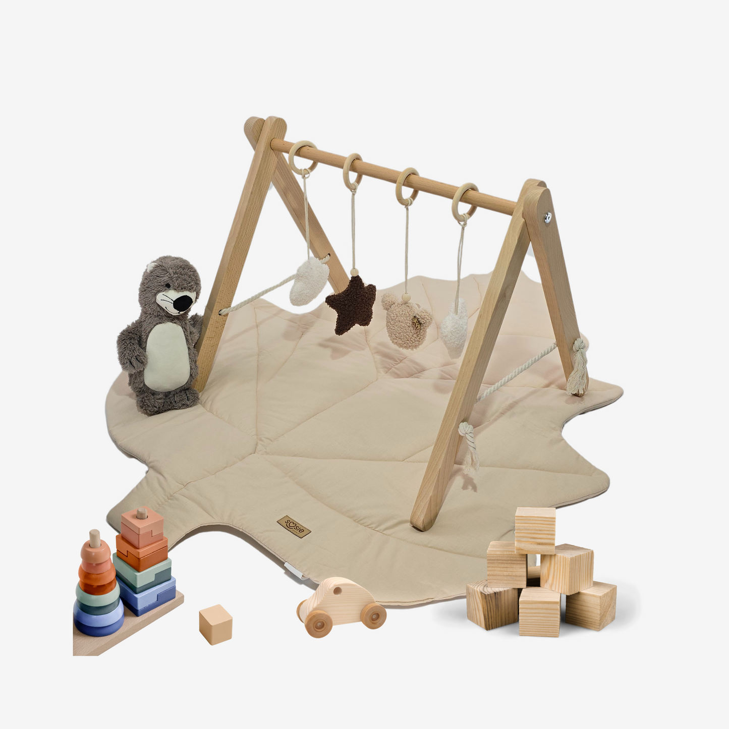Houten Babygym met Teddy Hangers