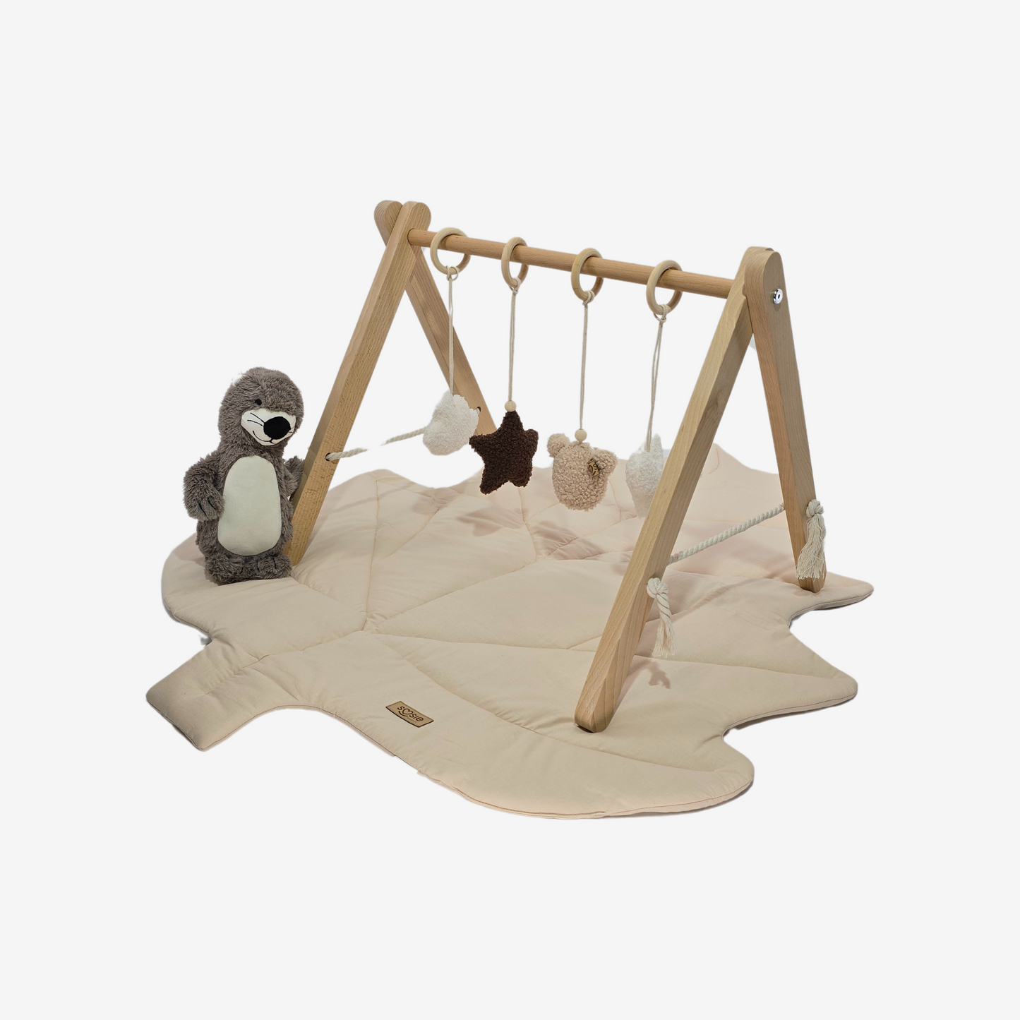 Soosie Speelmat voor Baby's in Bladvorm – Katoenen Activiteitenmat 87x117 cm – Zandkleurig – Zachte Babymat voor Buiklig en Spel