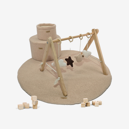 Soosie Teddy Boucle Speelmat ø100 cm – Luxe Baby Speelkleed – Rond – Zachte Activiteitenmat voor Baby's – Beige/Bruin