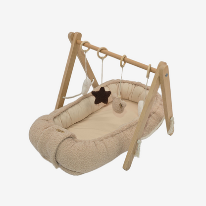 Soosie - Babynestje - Teddy Bounce Beige + Katoen - 80×46 cm - OEKO-Tex - Uitneembaar matrasje