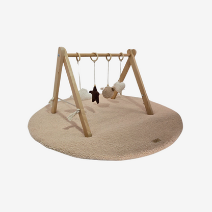 Soosie Teddy Boucle Speelmat ø100 cm – Luxe Baby Speelkleed – Rond – Zachte Activiteitenmat voor Baby's – Beige/Bruin