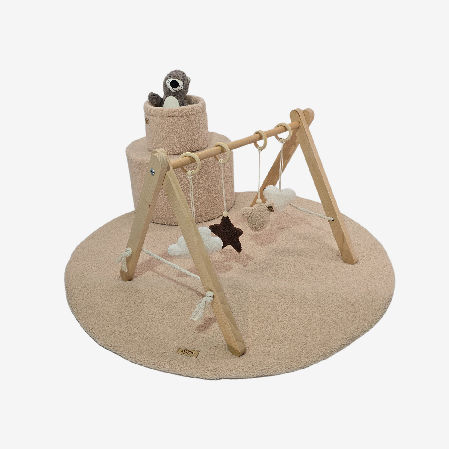 Soosie Teddy Boucle Speelmat ø100 cm – Luxe Baby Speelkleed – Rond – Zachte Activiteitenmat voor Baby's – Beige/Bruin