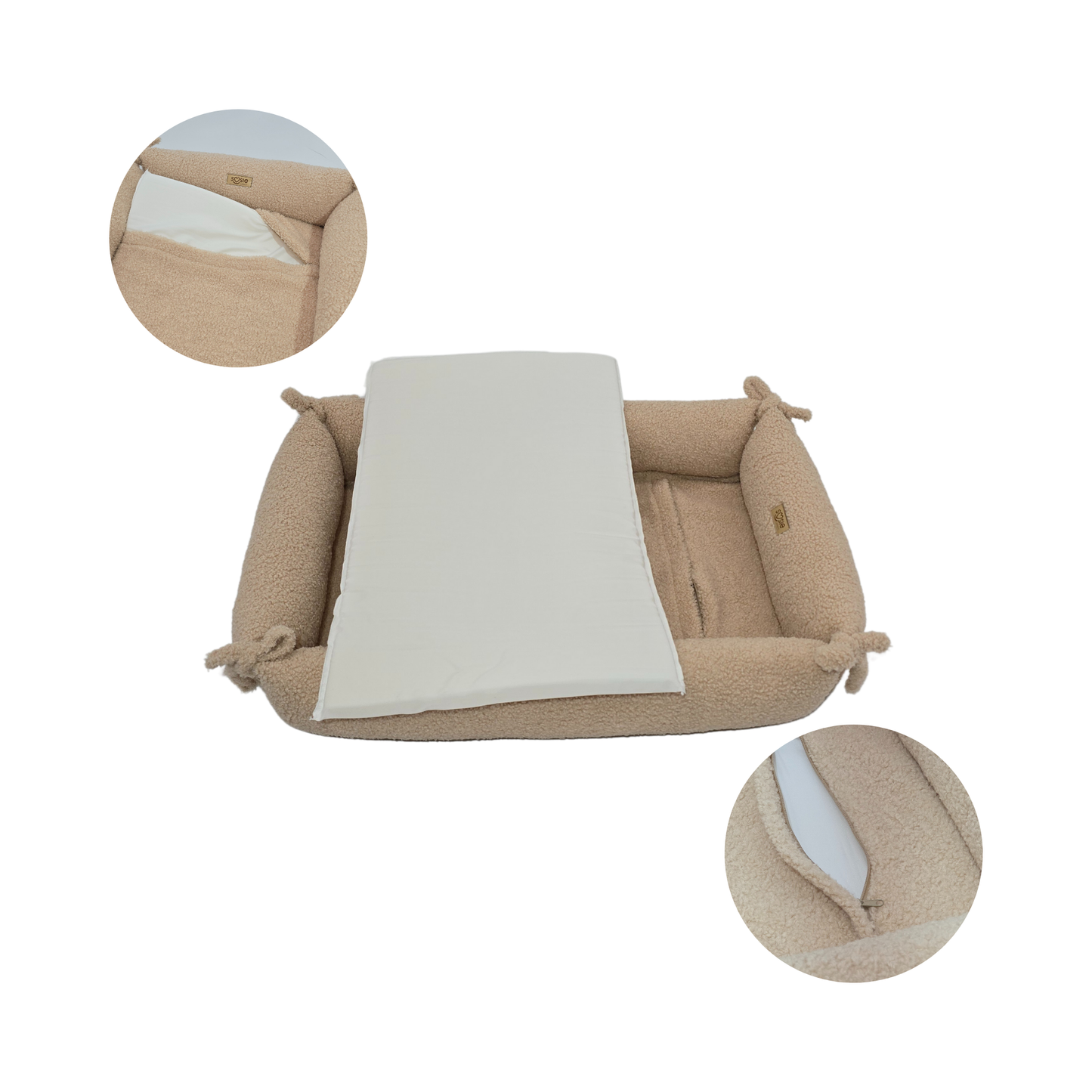 Soosie - Babynestje – Teddy Bounce + Beige Katoen - Speelmat