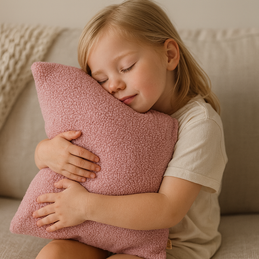 Sierkussen Vierkant – Kussentje - Teddy Bouclé – 40×40 cm – Zacht Roze