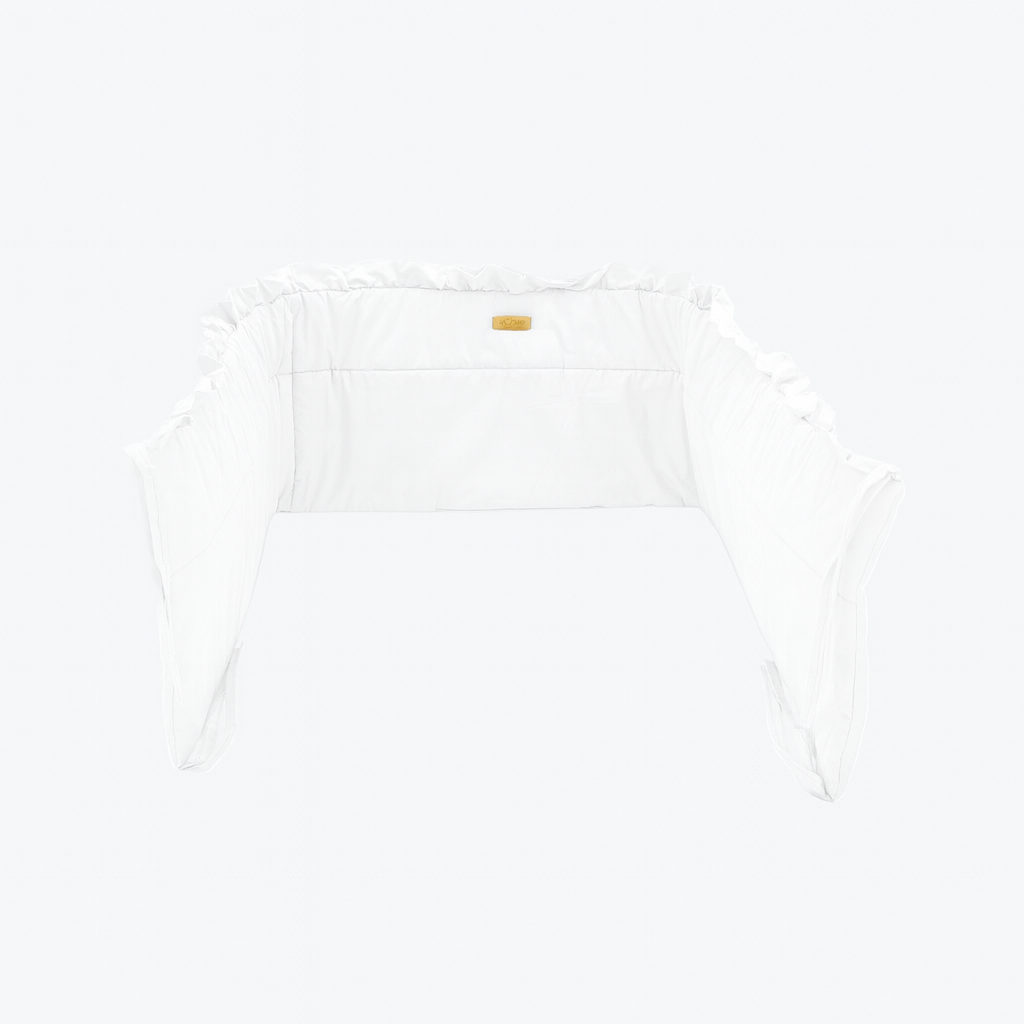 Bedomrander – FRILL Collectie – Wit – 180×32 cm – met sierlijke ruches – ademend katoen – met striklinten