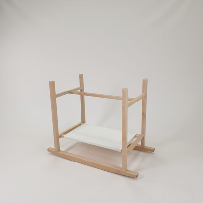 Soosie - Teddy Bouclé - Mozesmand - Baby Wieg met Schommelbasis - Natuurlijk Beukenhout – Grijs – 75×36 – Met Matras