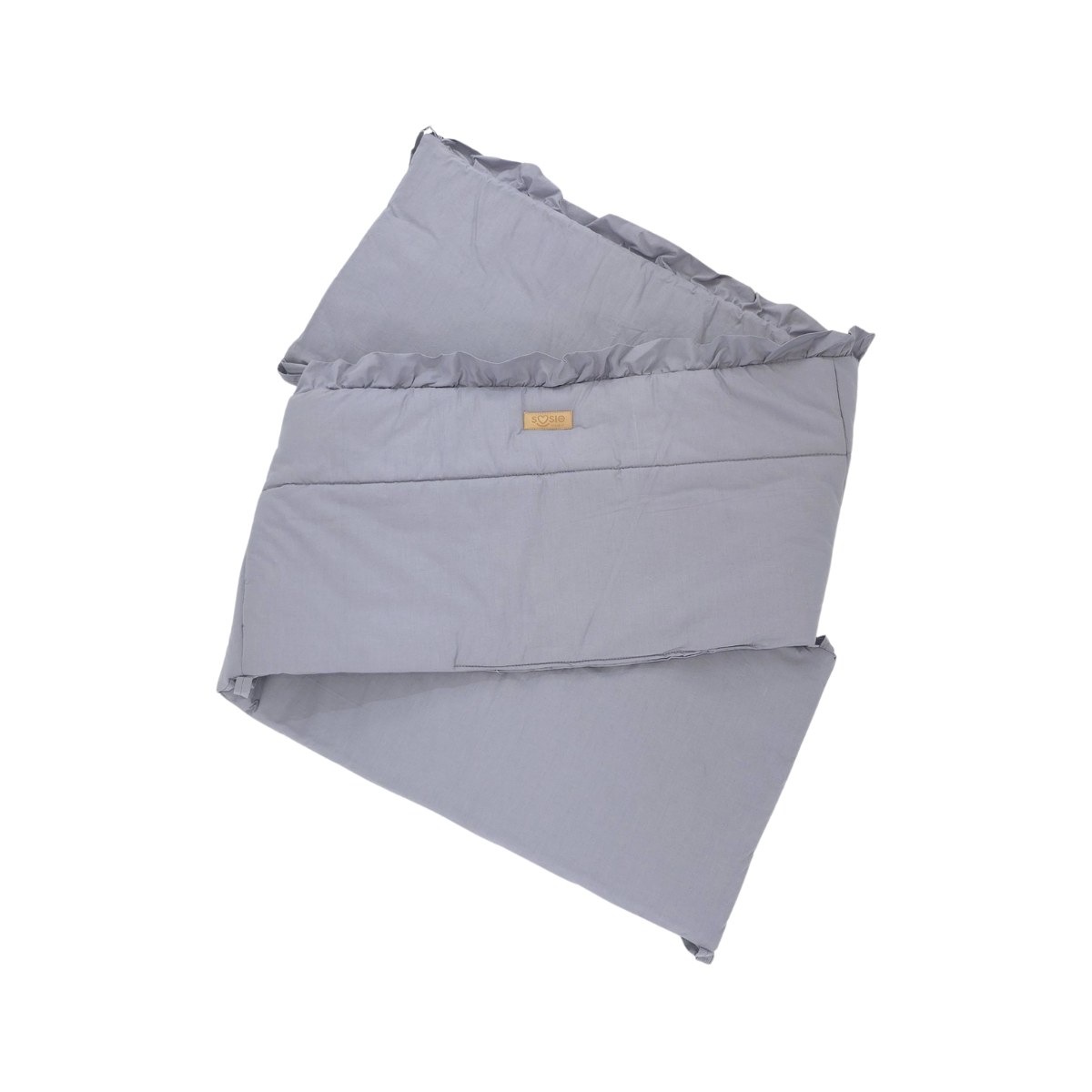 Bedomrander – FRILL Collectie – Grijs – 180×32 cm – met sierlijke ruches – ademend katoen – met striklinten