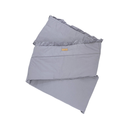 Bedomrander – FRILL Collectie – Grijs – 180×32 cm – met sierlijke ruches – ademend katoen – met striklinten