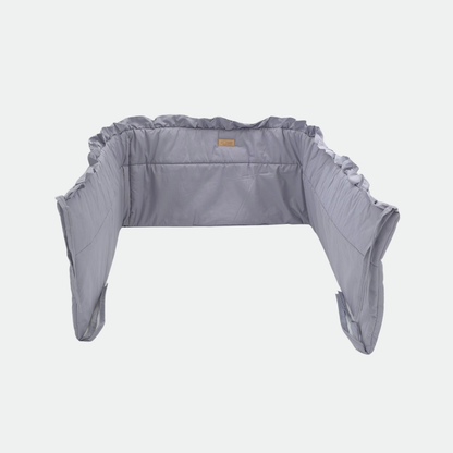 Bedomrander – FRILL Collectie – Grijs – 180×32 cm – met sierlijke ruches – ademend katoen – met striklinten