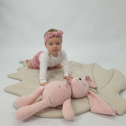 Soosie Speelmat voor Baby's in Bladvorm – Katoenen Activiteitenmat 87x117 cm – Zandkleurig – Zachte Babymat voor Buiklig en Spel