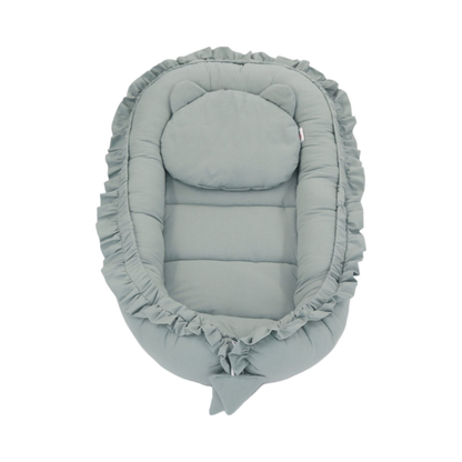 Babynestje - FRILL - Babynest SET met kussen - Groen
