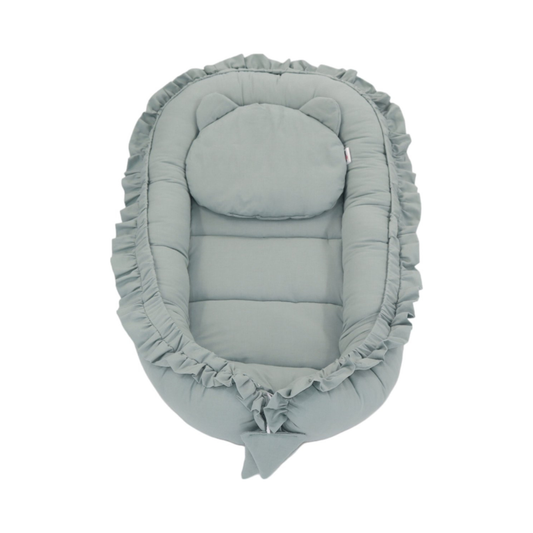 Babynestje - FRILL - Babynest SET met kussen - Groen