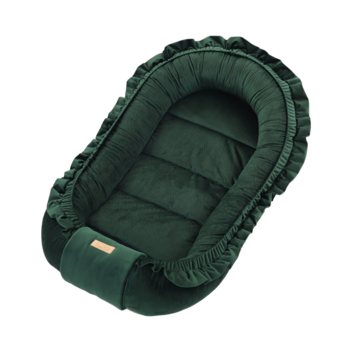 Babynestje - GLAMOUR - Babynest SET met kussen - VELVET - Donker Groen