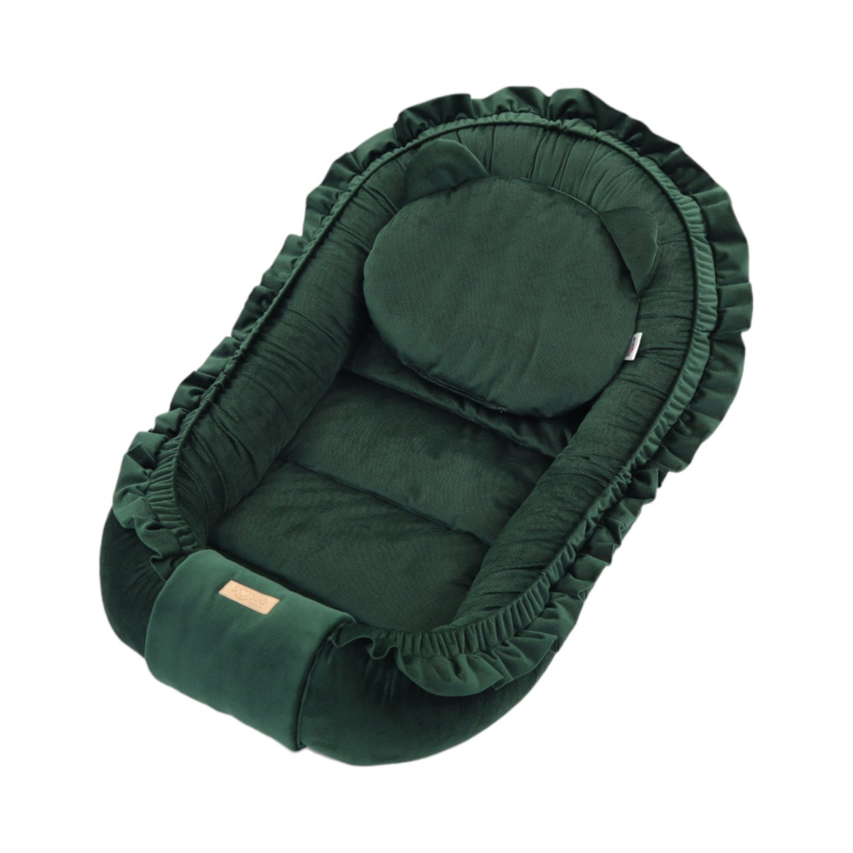 Babynestje - GLAMOUR - Babynest SET met kussen - VELVET - Donker Groen