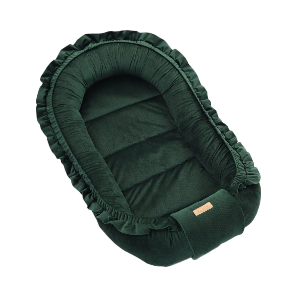 Babynestje - GLAMOUR - Babynest SET met kussen - VELVET - Donker Groen