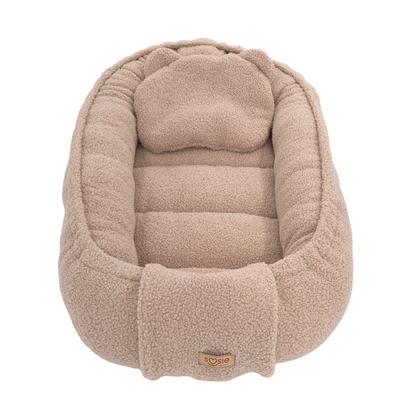 Soosie - Baby Nest - Baby Nest - Soft and Safe - Brown Teddy Cotton 