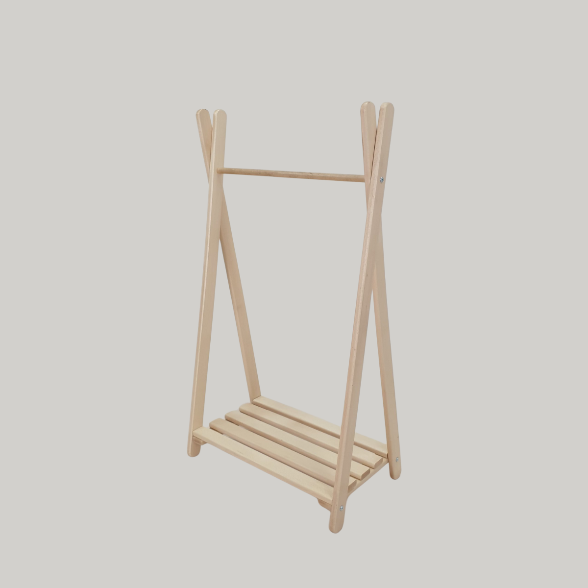 Soosie Kinder Kledingrek – Massief Beukenhout – Met Legplank – 120×70×40 cm – Naturel