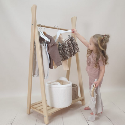 Soosie Kinder Kledingrek – Massief Beukenhout – Met Legplank – 120×70×40 cm – Naturel