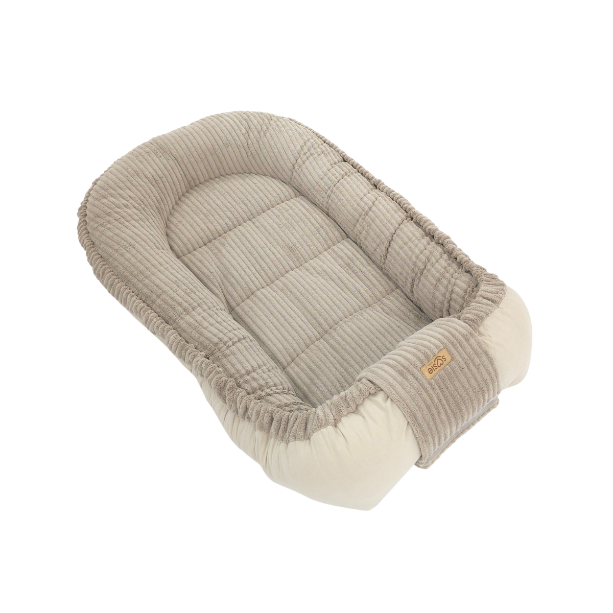Soosie Babynestje – Corduroy & Katoen – Dubbelzijdig – Beige – 90×50 cm, Verstelbaar met Strikkoorden – Inclusief Kussentje